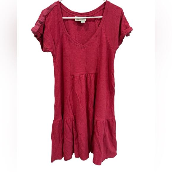 Anthropologie Saturday Sunday Kathie Flounced Mini Dress Pink‎ Red-Small - Picture 3 of 10